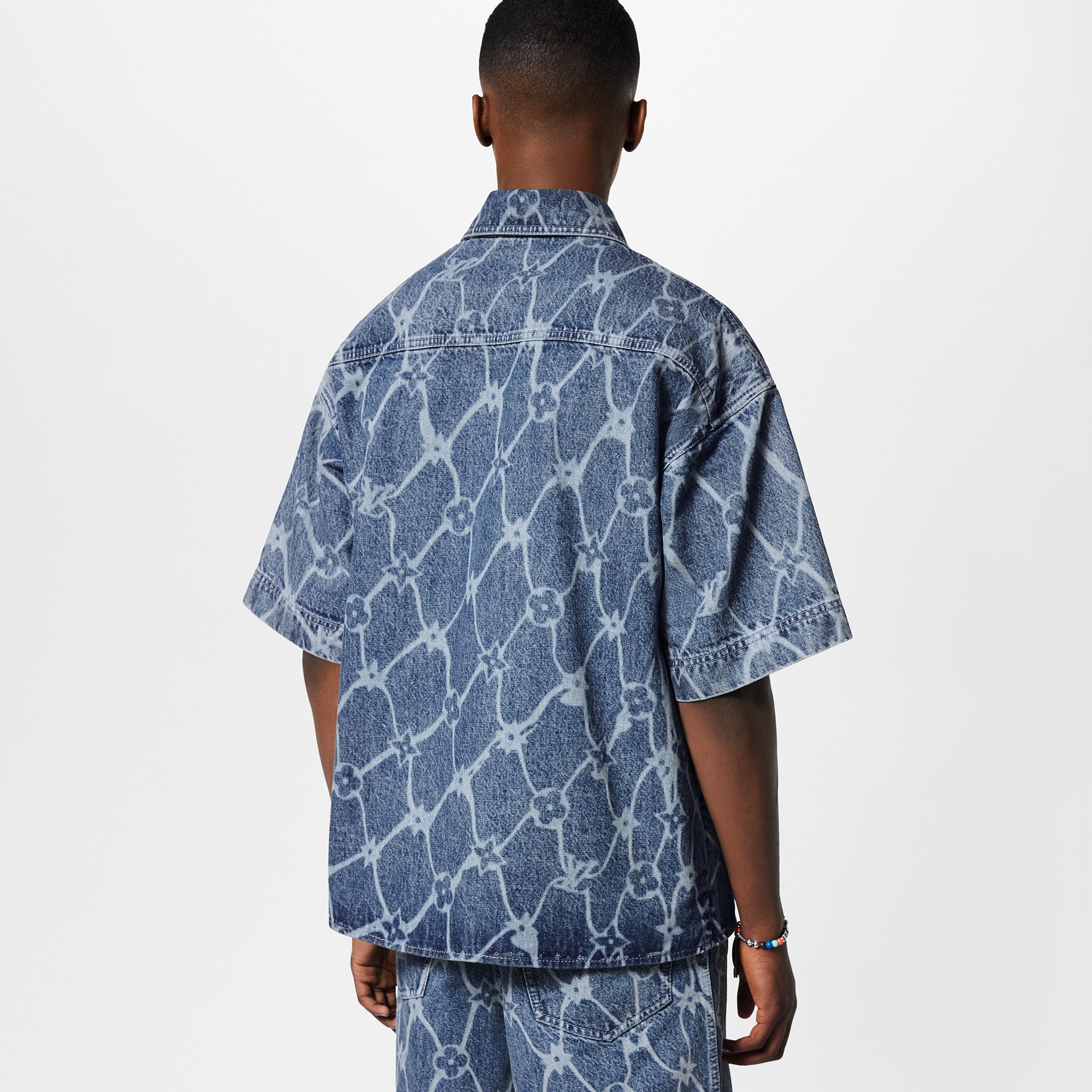 Monogram Printed Short-Sleeved Denim Shirt - Men - Ready-to-Wear 